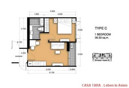 Grundriss Apartment 36 qm