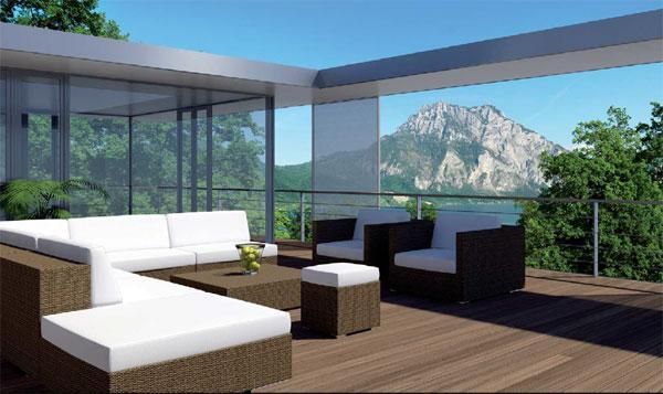 Titel Traunsee Altmünster Penthousewohnung Ausblick von der Dachterrasse